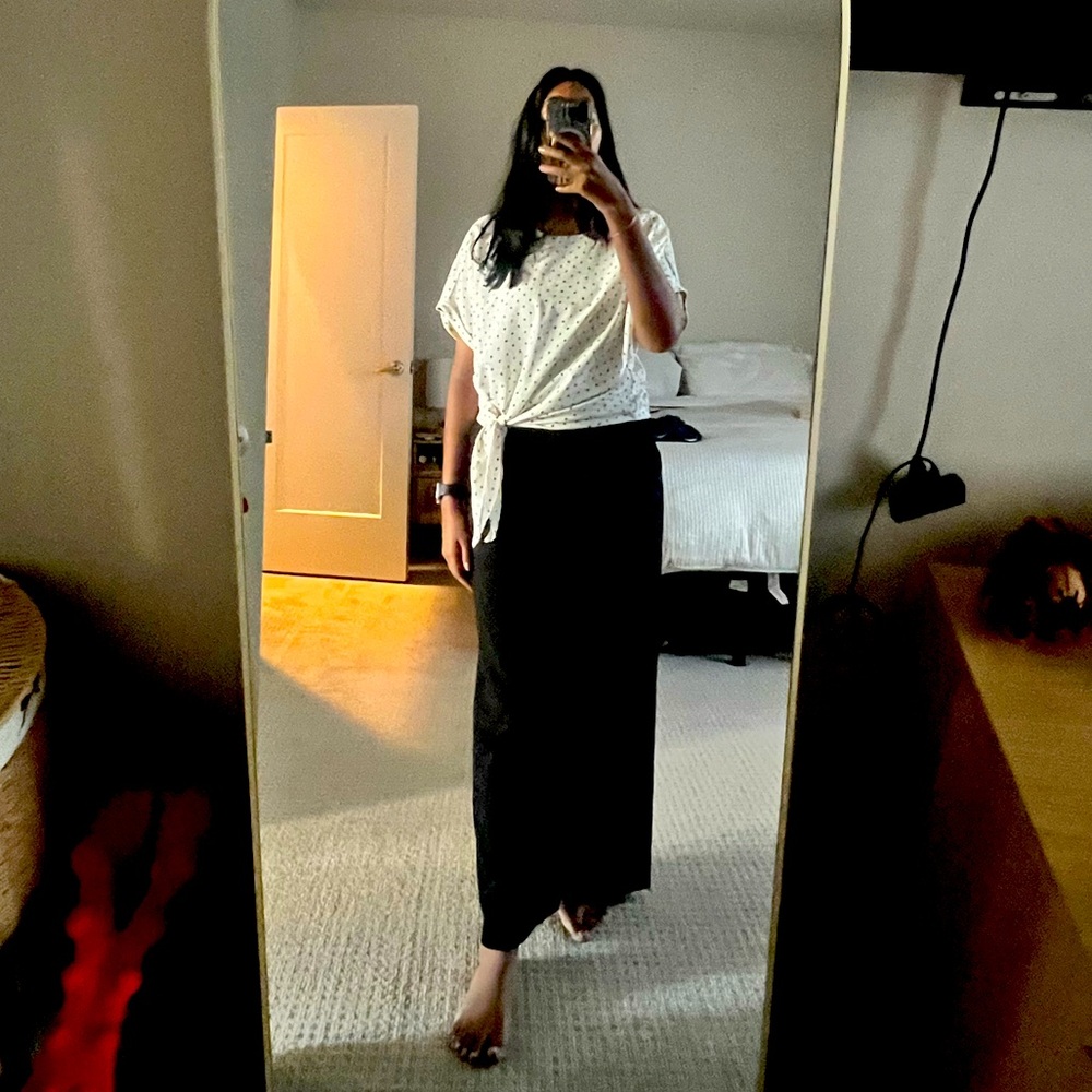 Mango tie front polka dot top
